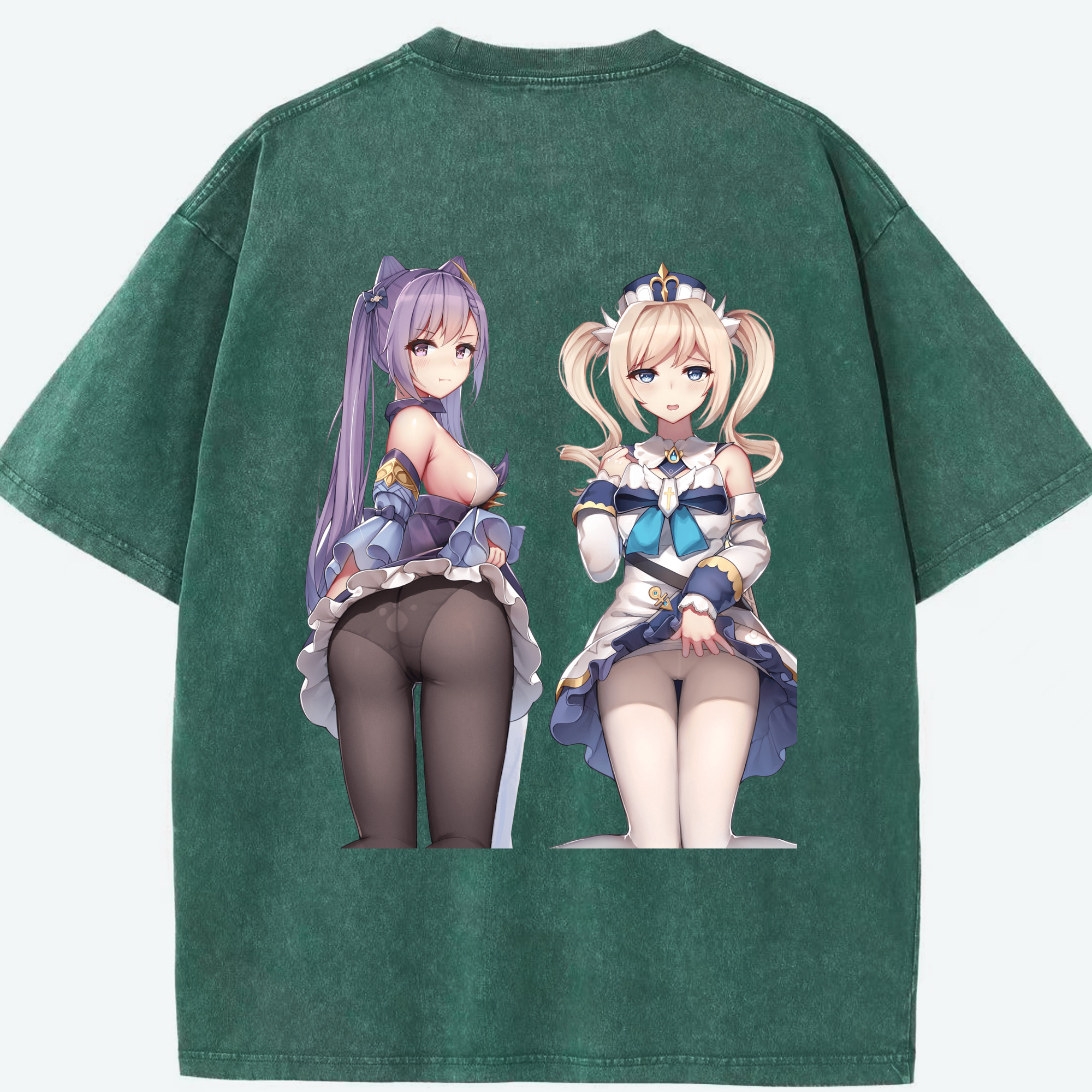 げんし神 刻晴 こくせい genshin Kokusei 綿100% ヴィンテージ風 半袖Tシャツ（背面プリント）